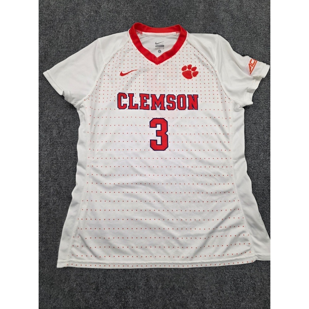 Clemson Tigers Soccer Jersey Womens L #3 Nike Team Issue Game Used Shirt NCAA